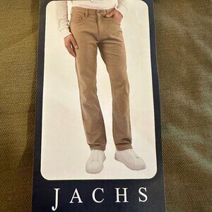 New Jachs Twill Pants Men's Size 36X29 Tan Straight Fit Stretch Fabric Casual